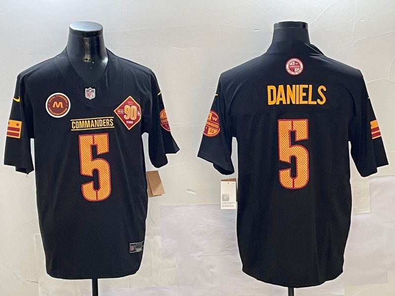 Men Washington Commanders #5 Daniels Black Thanksgiving three generations 2024 Nike Limited NFL Jersey style 2->customized ncaa jersey->Custom Jersey